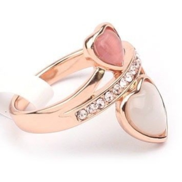 Rose Gold Cocktail Ring Size 6 Cats Eye Heart Plated Valentines Day Gift - Picture 5 of 8